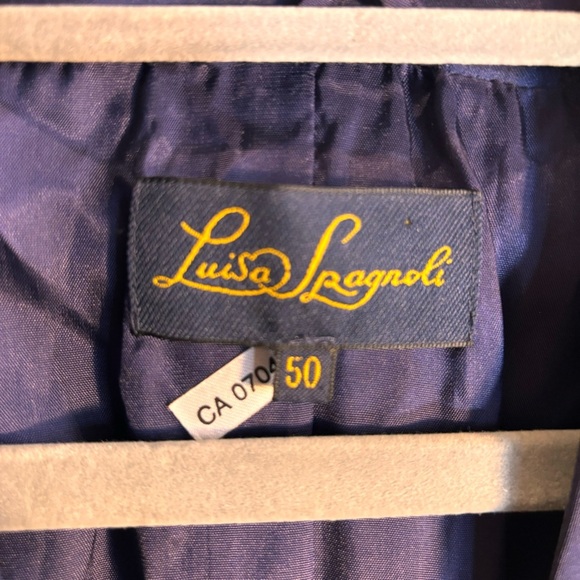 LUISA SPAGNOLI Sz 50 Blazer Satin Layer and Buttons Shoulder Pads 90s Vibe Lined - Picture 3 of 9